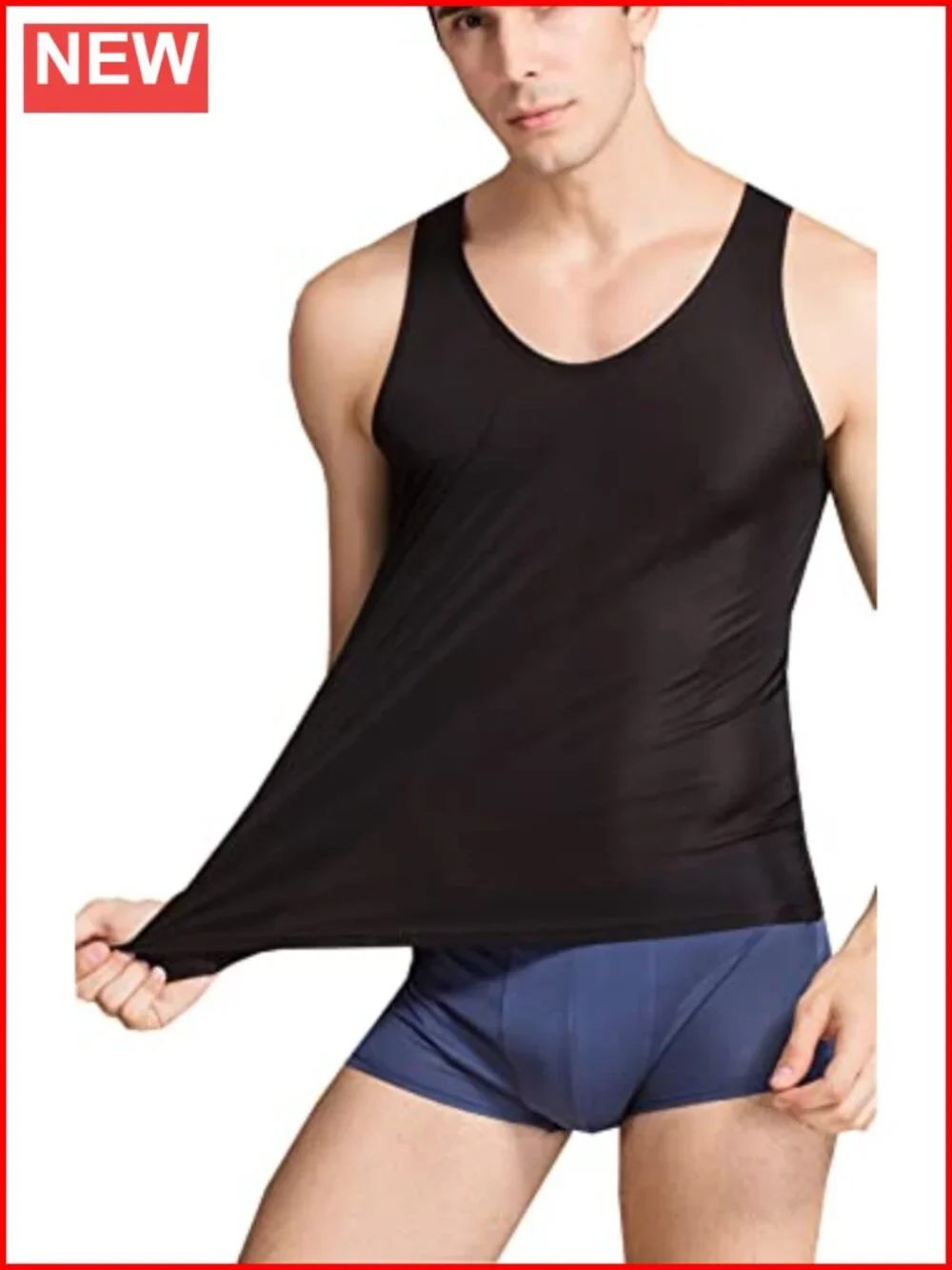 Men's Silk Tank Top Sleeveless Undershirt Breathable Stretch